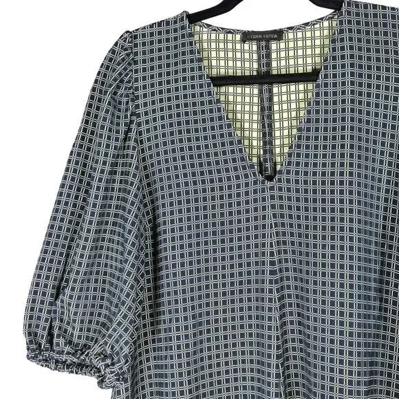 Stine Goya Mavelin Midi Dress Small 916 Grid Stretch Blue Check Puff Sleeve - Picture 4 of 12